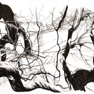 Karin Fehr, „Wald I“ 2018, Tuschezeichnung auf Papier, 150 x 200 cm
